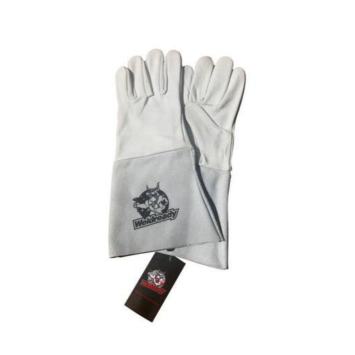 weldready branded white leather tig welding gloves with kevlar stitching